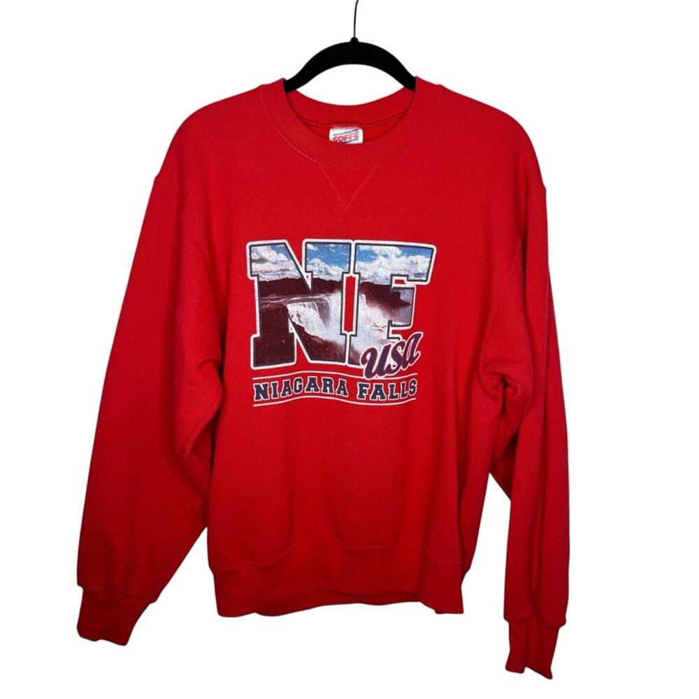 SOFFE / red vintage Niagara Falls crewneck pullover graphic sweatshirt / S